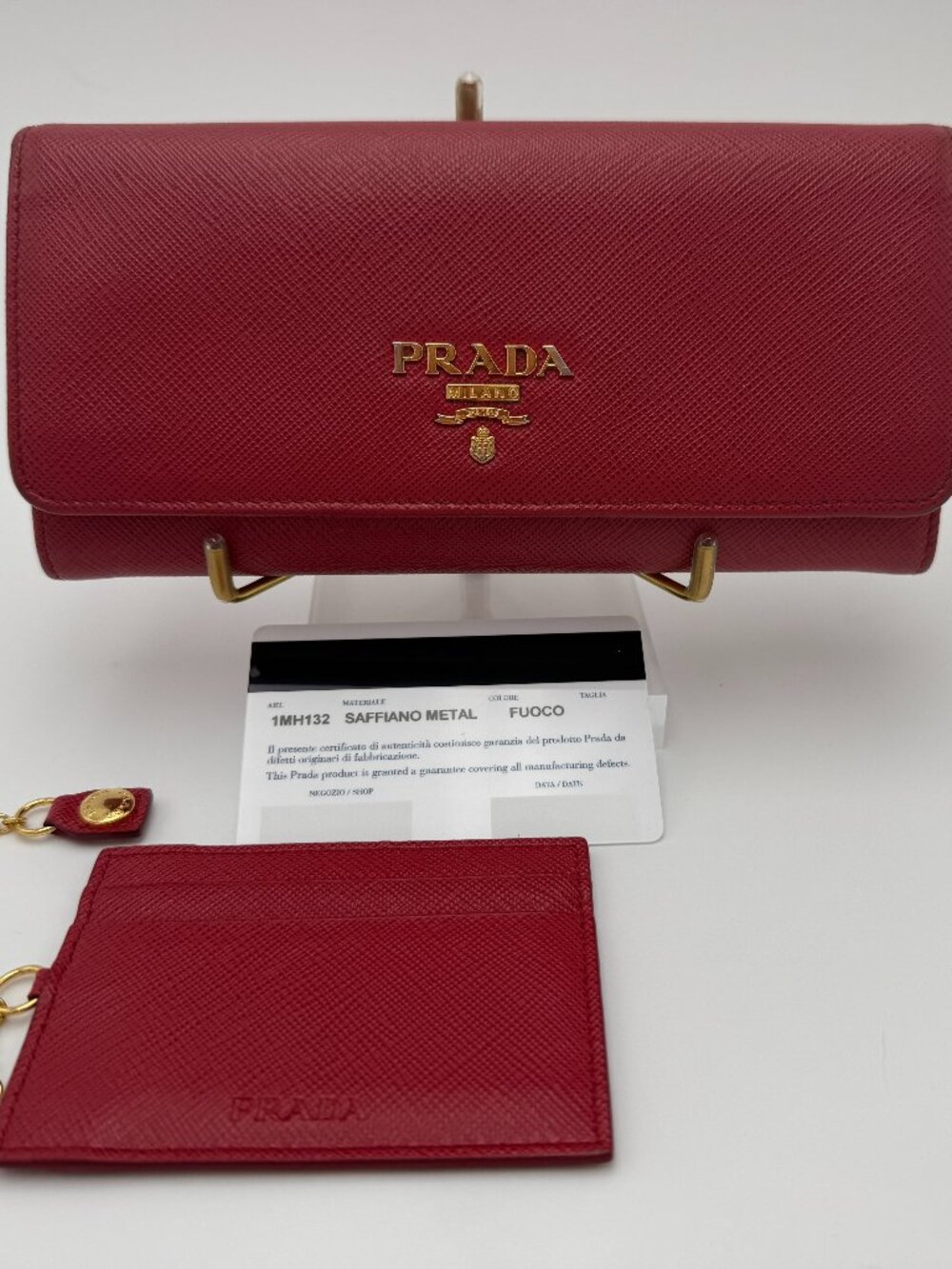 PRADA Large Saffiano Leather Wallet (Red)